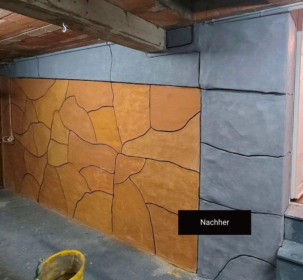 Wandgestaltung in Steinoptik nach Renovation in der Region Solothurn durch JS-Baukonzept